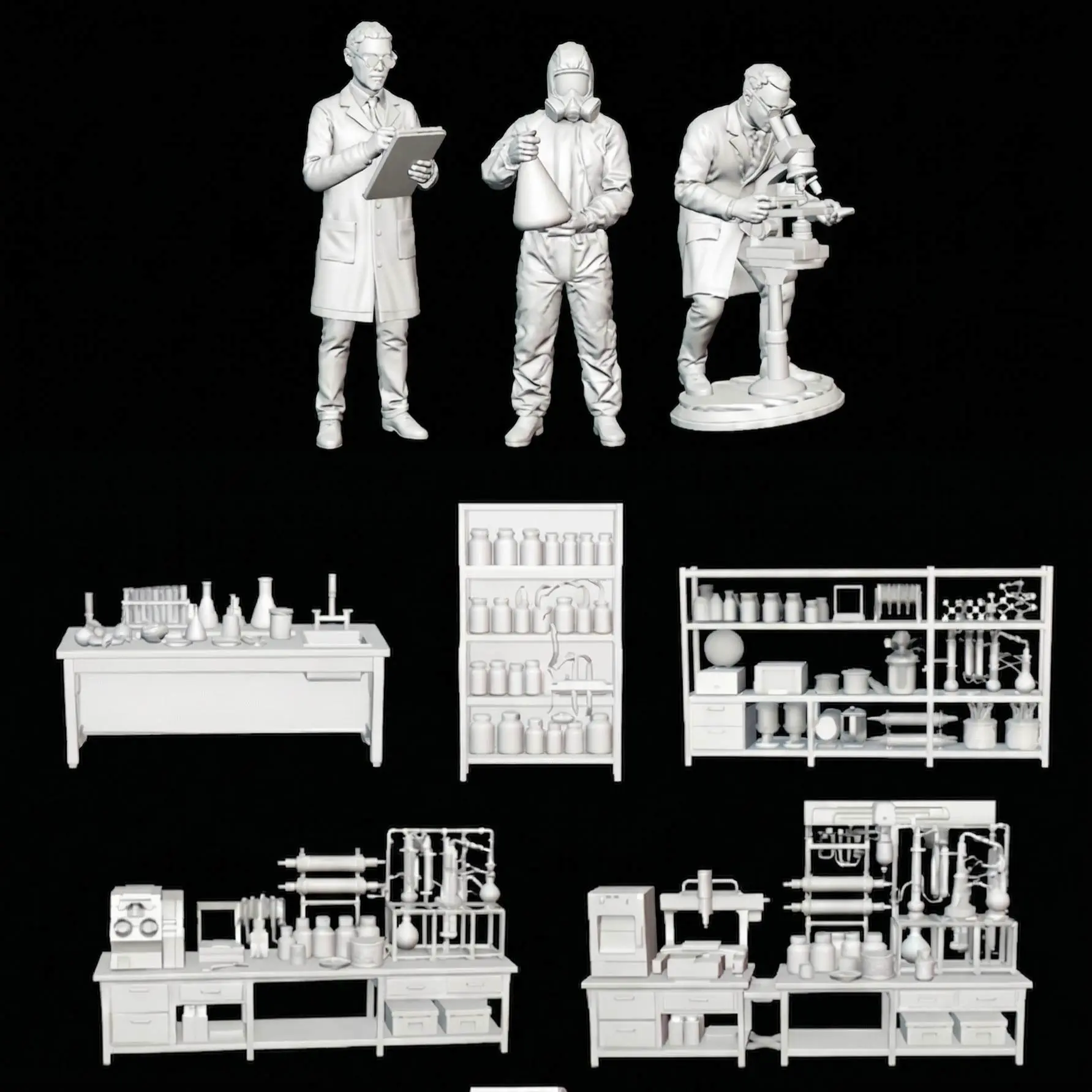 Laboratory Miniature Diorama Set – 3D Printable STL