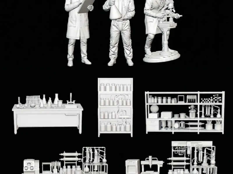 Laboratory Miniature Diorama Set – 3D Printable STL