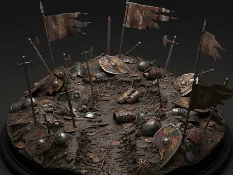 Medieval Battlefield Diorama  Fallen Warriors Ground