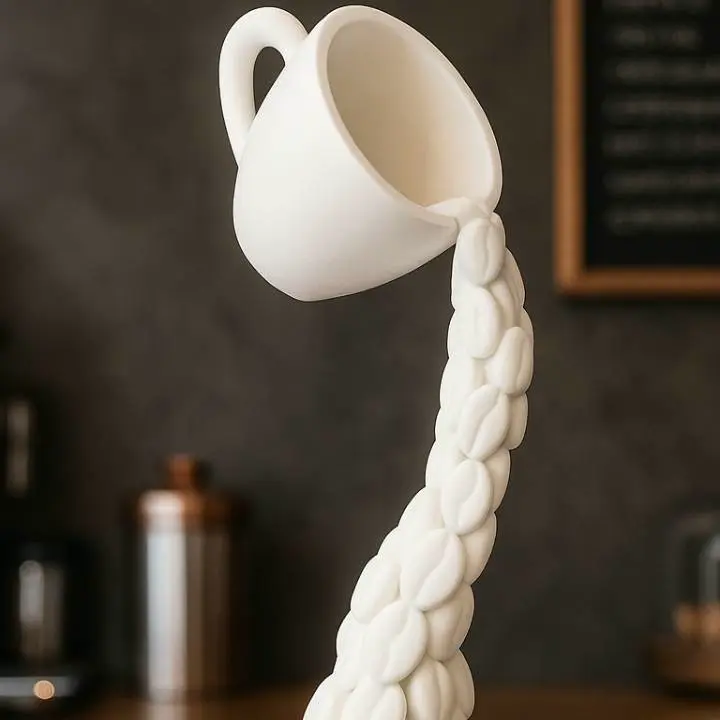 Floating Coffee Cup Sculpture – Surreal Decor