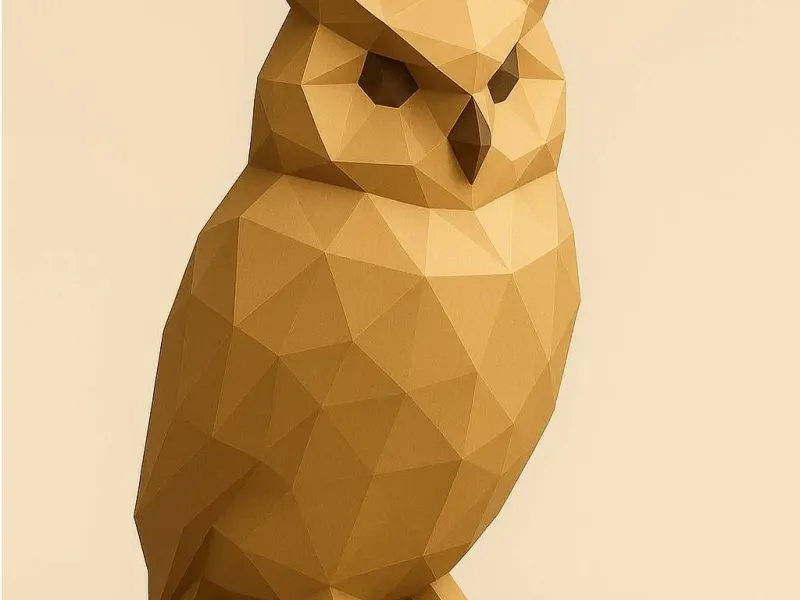 Low-Poly Owl on Pedestal | Geometric 3D Print Model