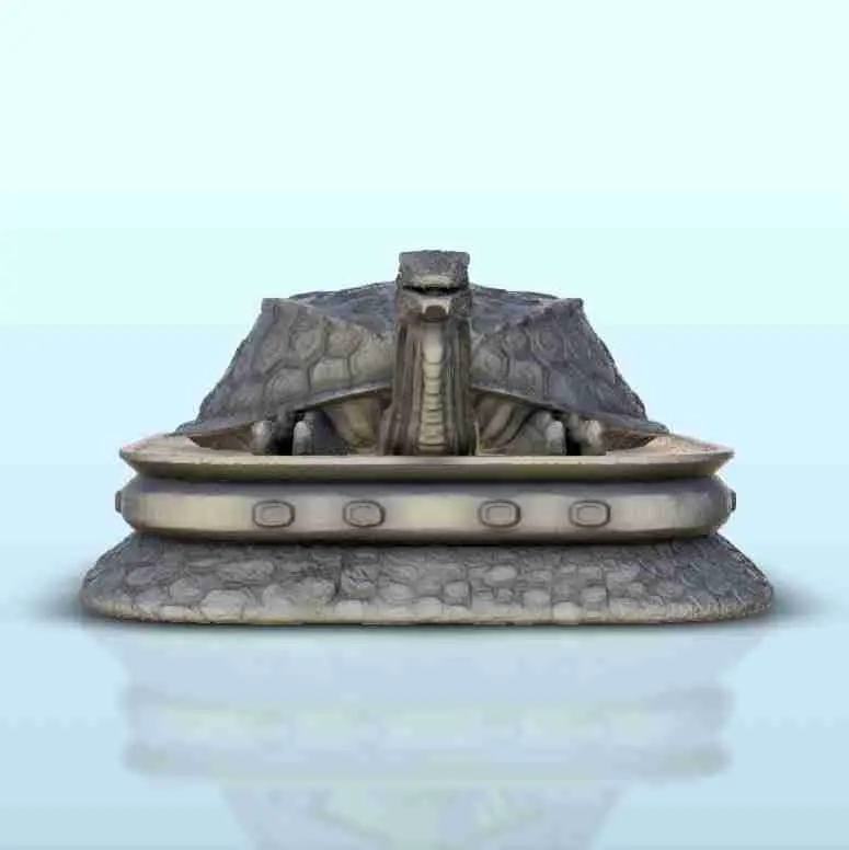 Statue einer Schildkröte auf geschnitztem Sockel 5 - Japan China Korea Vietna