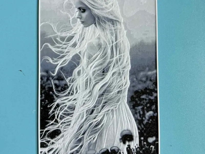 Viking Woman in flower garden Hueforge Art