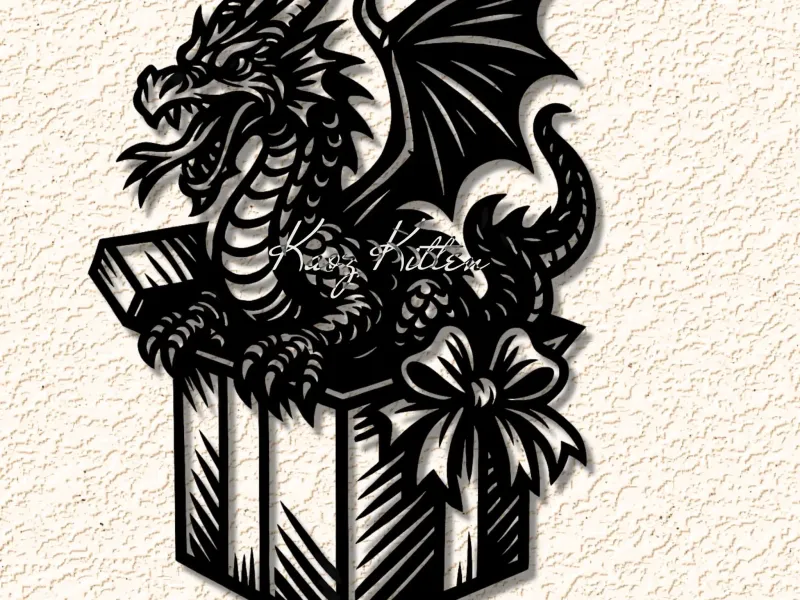 fire breathing dragon christmas gift wall art home decor