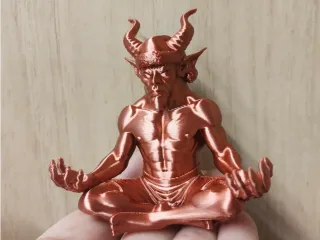 Christmas Meditating Horned Demon Idol Statue Lotus Pose