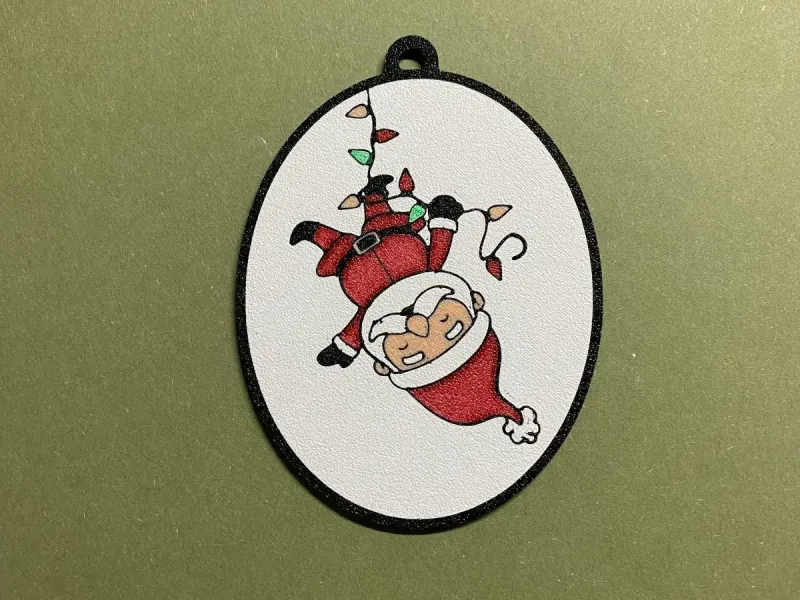 Santa Claus wrapped in lights