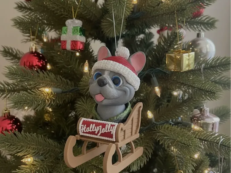 “Holly Jolly Express” -FRENCH BULLDOG ORNAMENT