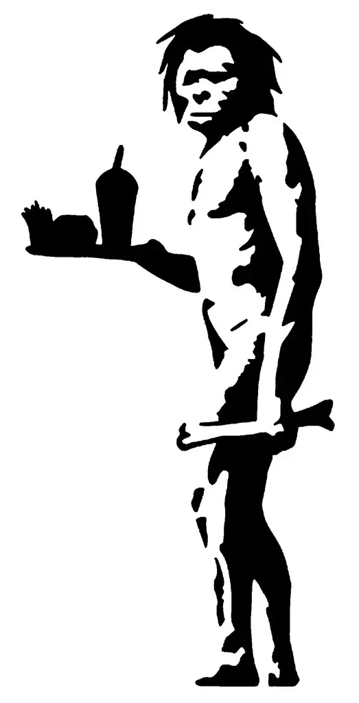 Banksy Mağara Adamı Fast Food Stencil