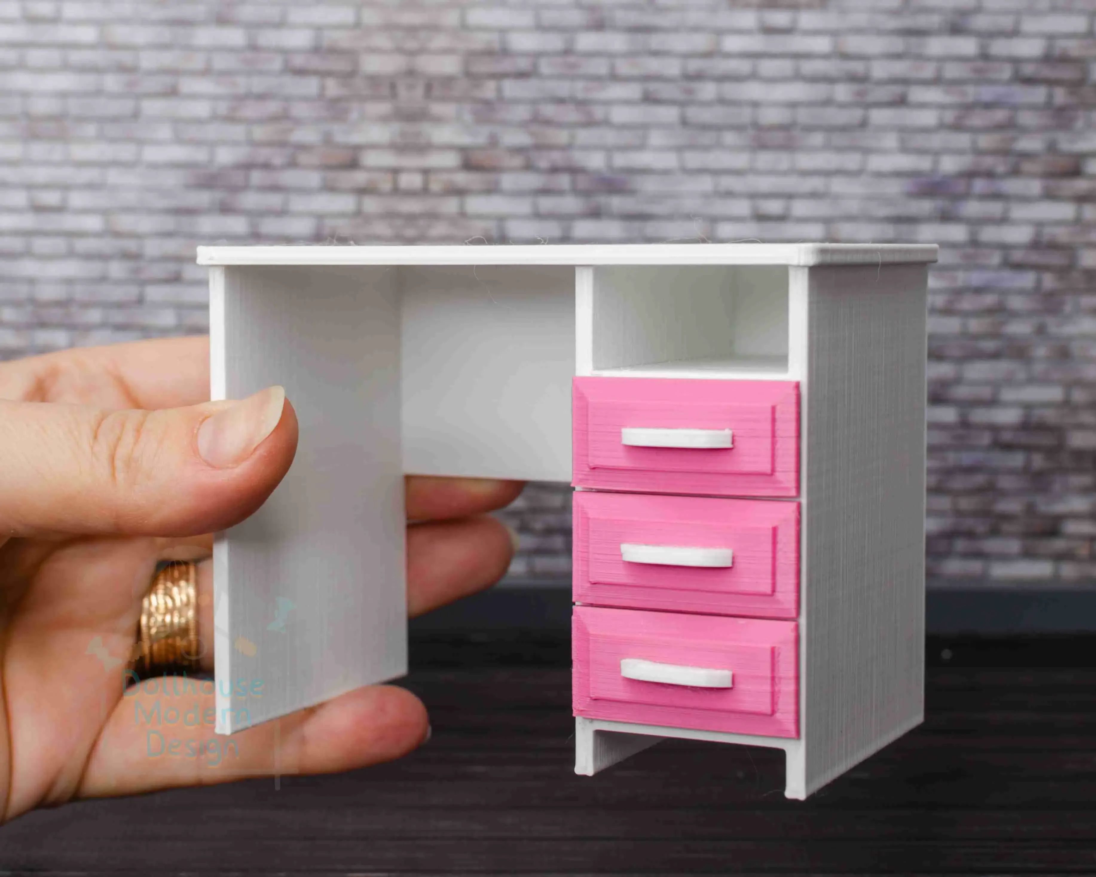 Dollhouse Desk with 3 drawers - STL files for 3D printing