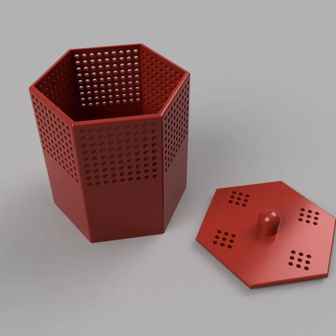 Hexagonal Filament Waste Bin + Lid (Printer Desk Organizer)