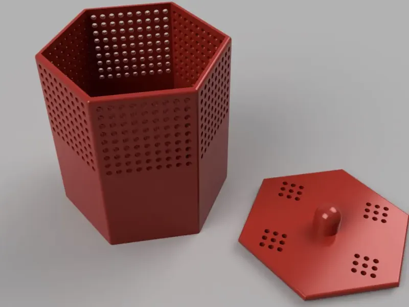 Hexagonal Filament Waste Bin + Lid (Printer Desk Organizer)