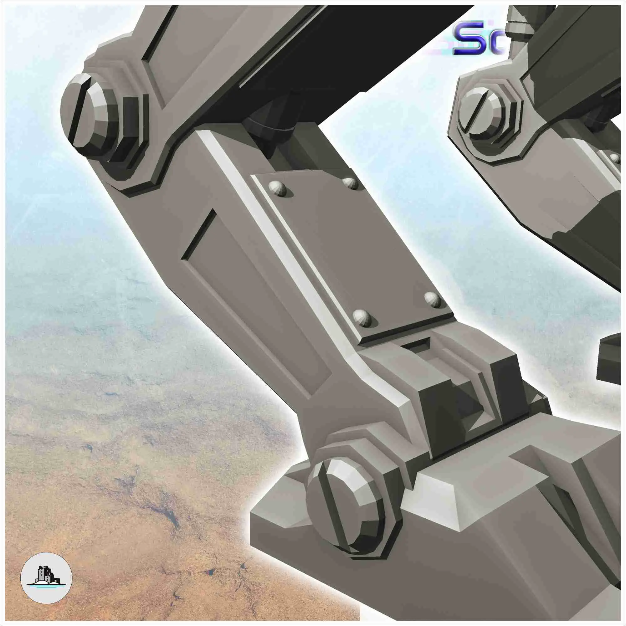 Robot con dos brazos articulados con garras y ojo biónico (5