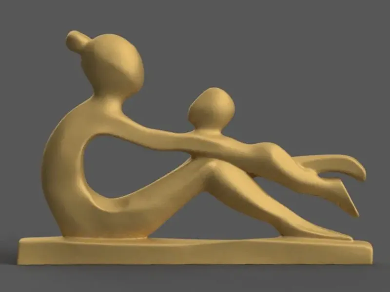 3D 母と子 STL – アブストラクトなファミリーアートデコ