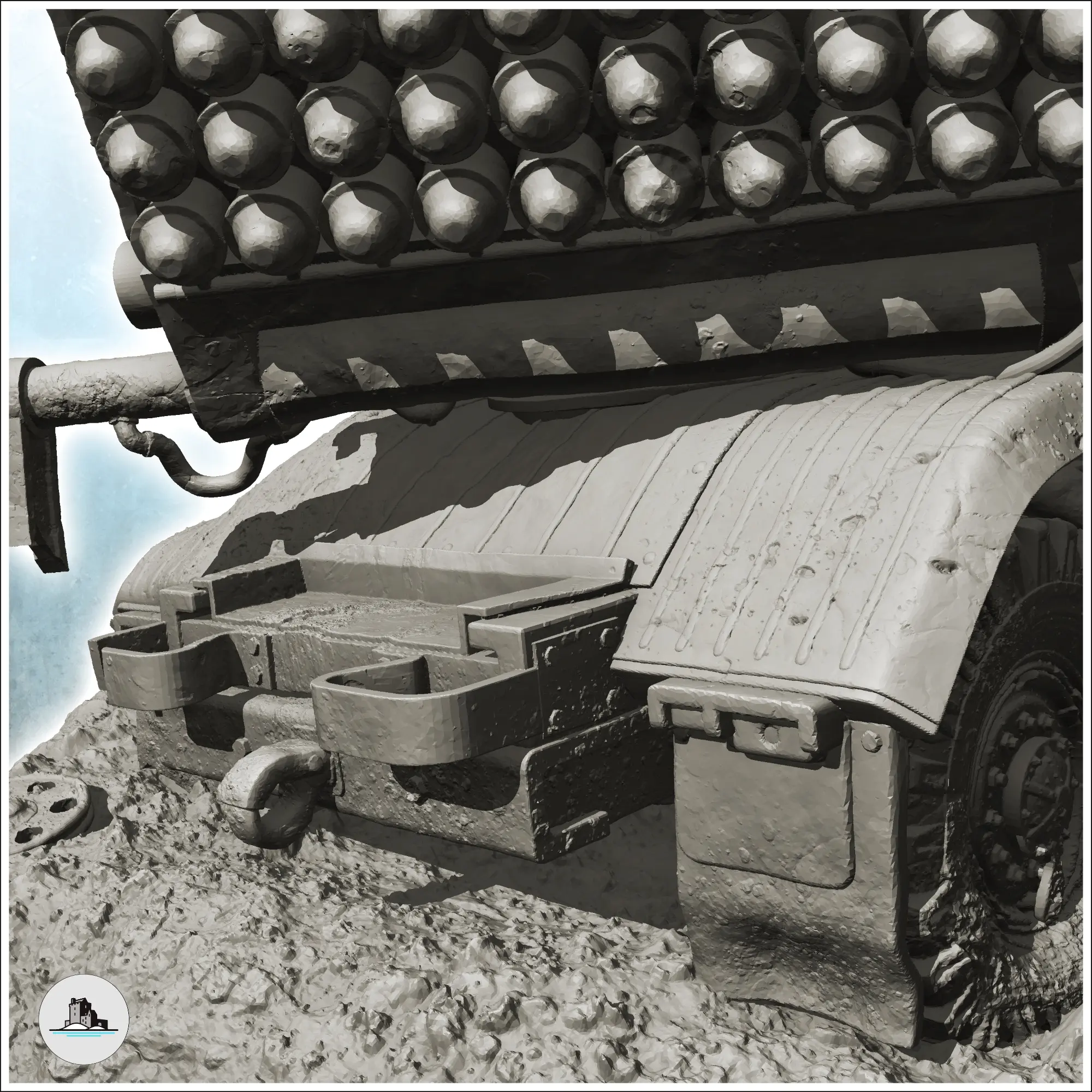 Carcassa di un camion lanciarazzi russo sovietico BMP21 Grad