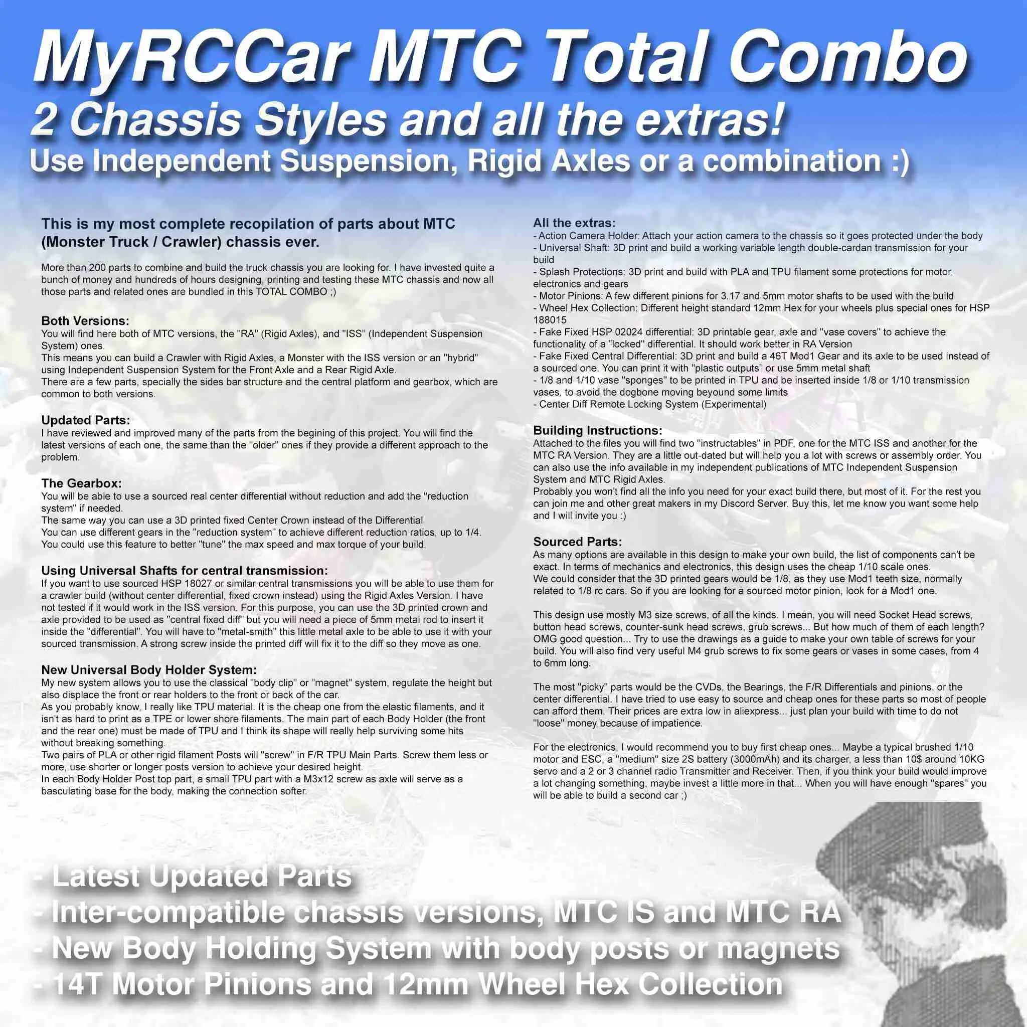 MyRCCar MTC Total RC Chassis for 1/10 Monster Crawler RC Car