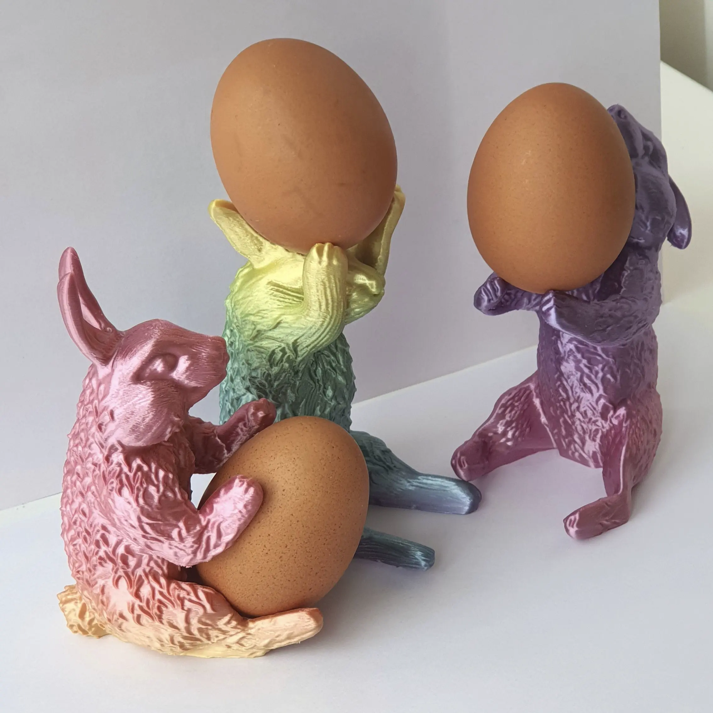 Easter rabbits eggs holder set