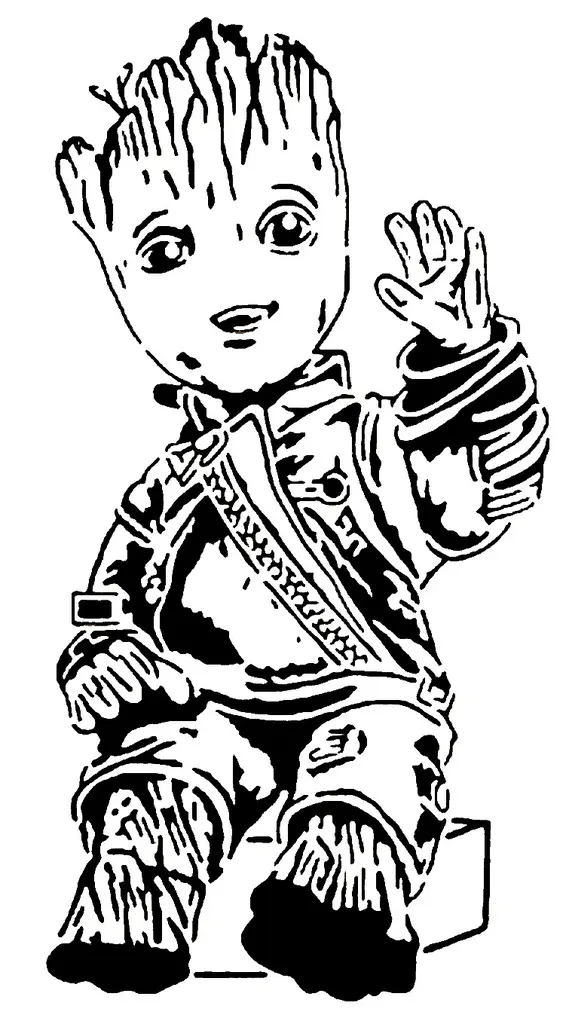  Baby Groot stencil 2