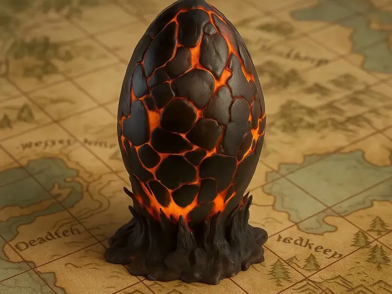 A large, fantasy-style egg D&D tabletop miniature