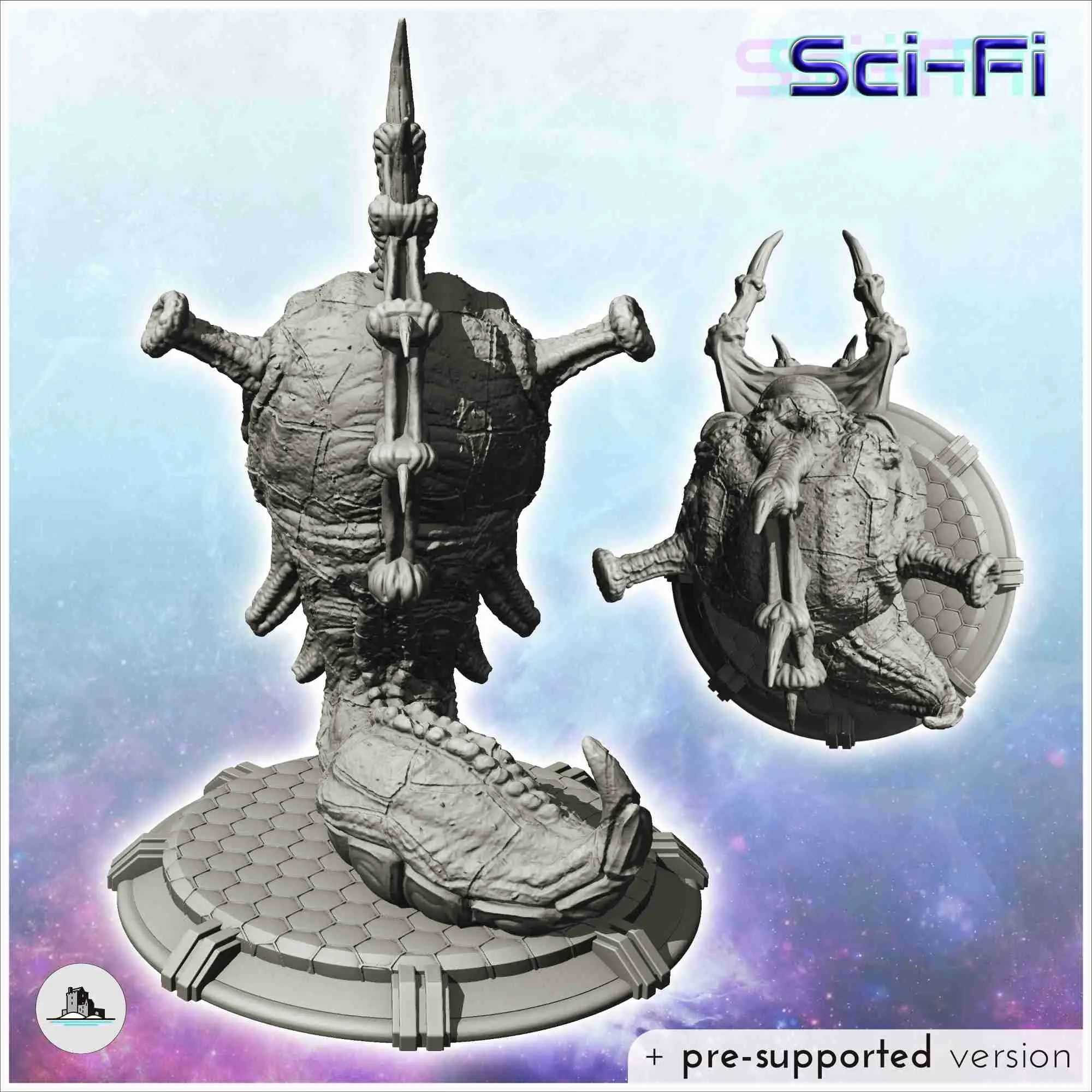 Alien creature with webbed crest and triple eyes (8) - scien