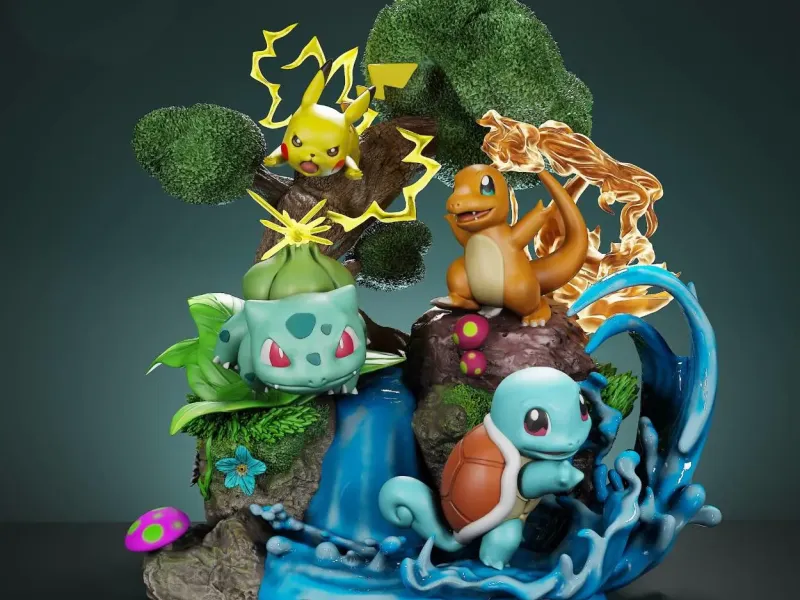 Action Figure Base Diorama Jardim Pokemons