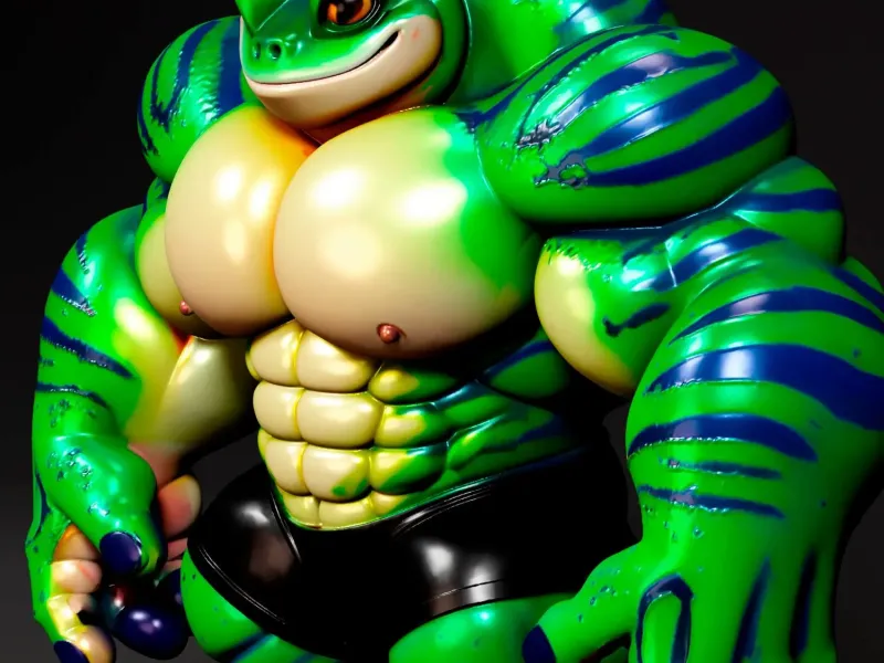 Cartoon Muscled Toad 3D Printing