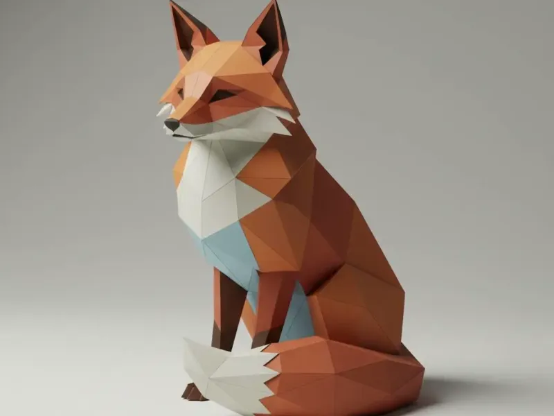 Low Poly Fox Sculpture – Geometric Woodland Animal Art