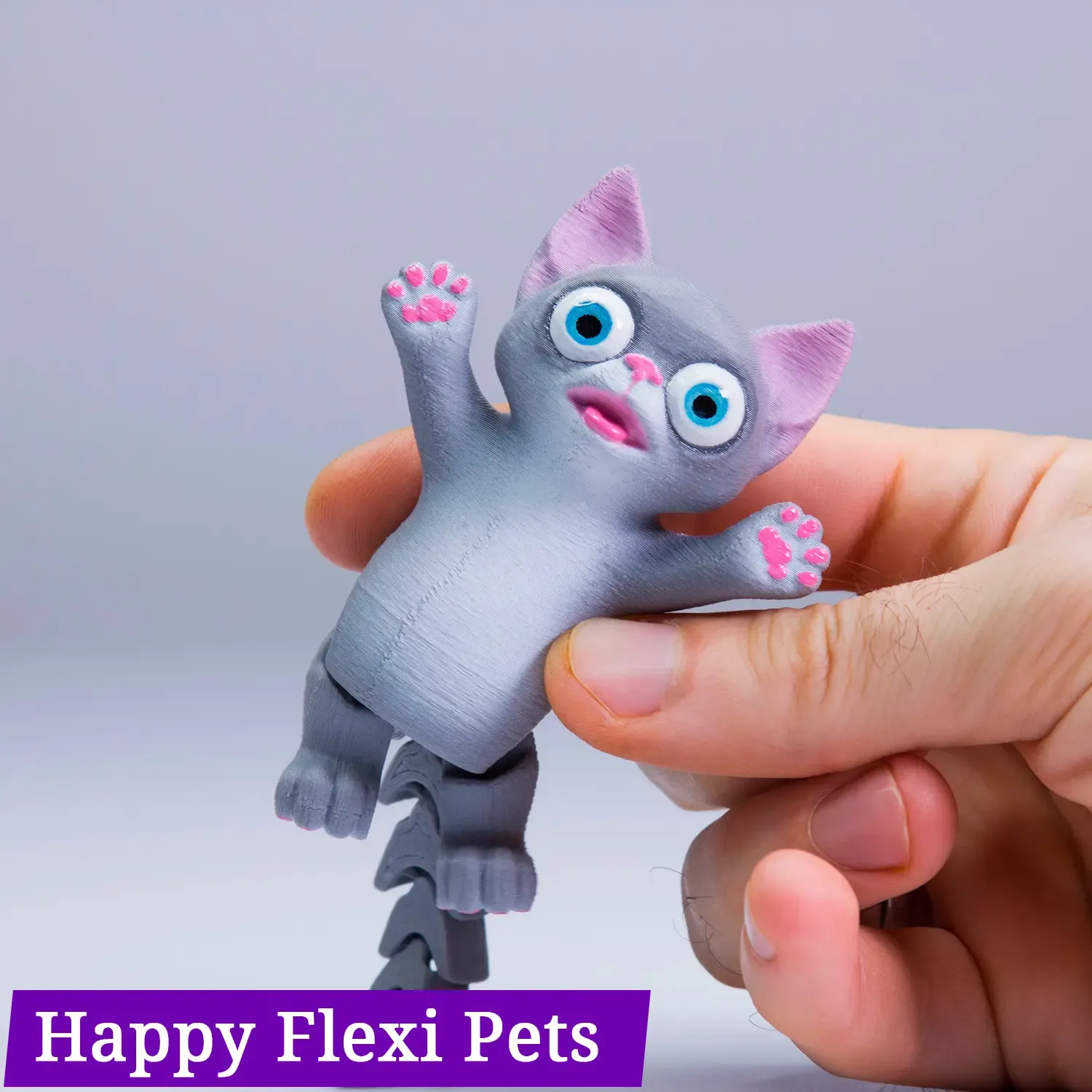 Ghost cat and scared one - print in place flexi pet toys