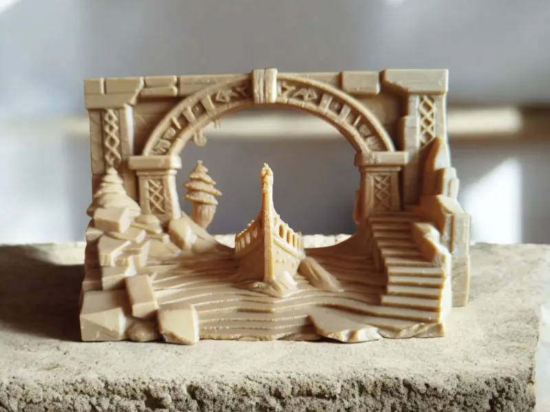 Ancient Bridge Diorama with Boat