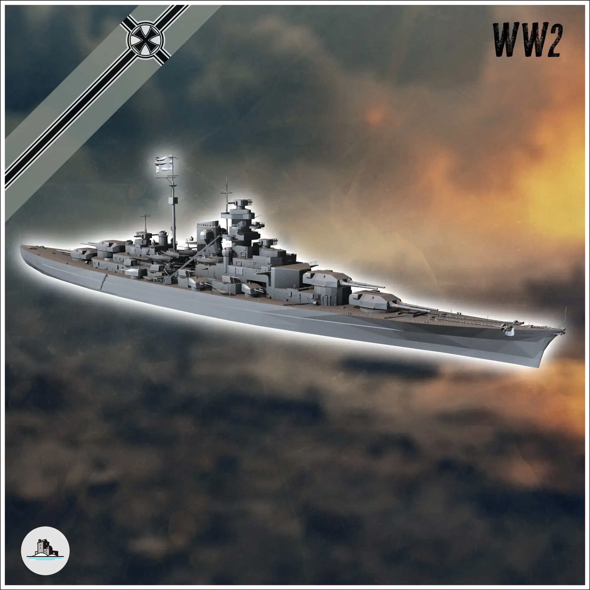Bismark german battleship (3) - miniatures warhammer tableto