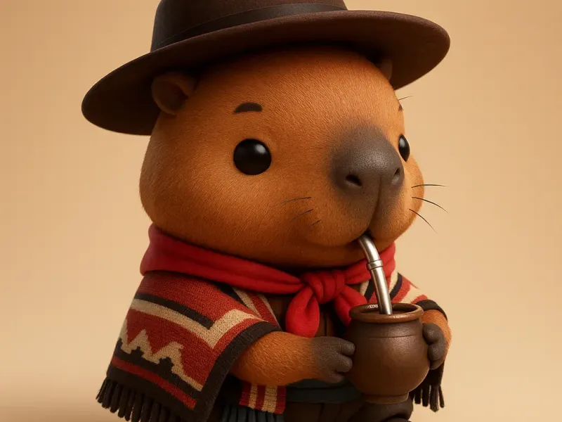 Capibara gaucho tomando mate