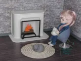 1:12 ölçekli Modern Şömine - bebek evi mobilyaları-3