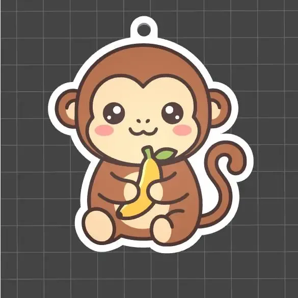 Kawaii Monkey Keychain – Cute Multi Color 3D Print STL