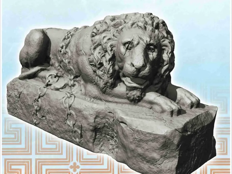 Estátua de leão alongado (versão danificada) (3) - cenário anc