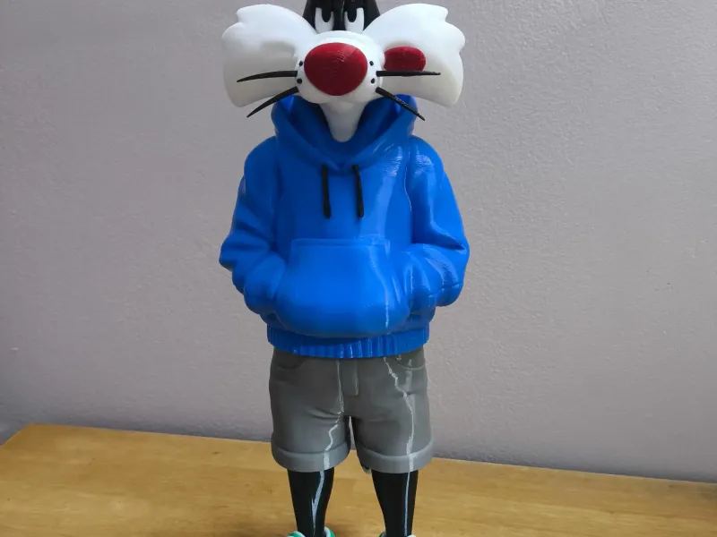 Sylvester Cat Urban Vibes with Hoodie ( MULTIPARTS AND 3MF )