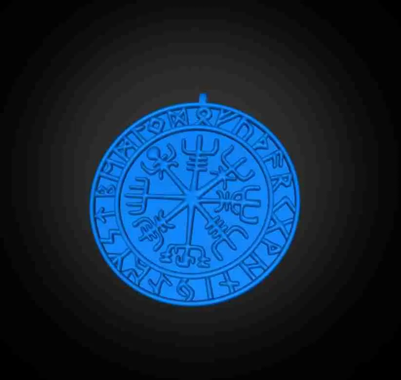 Busolă vikingă Vegvisir - Pandantiv cu rune centice
