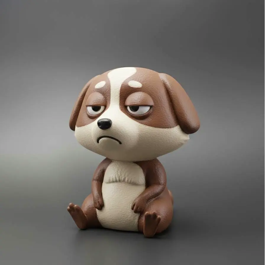 Grumpy Puppy Figurine – Sad Dog Cartoon 3D Printable Model.s