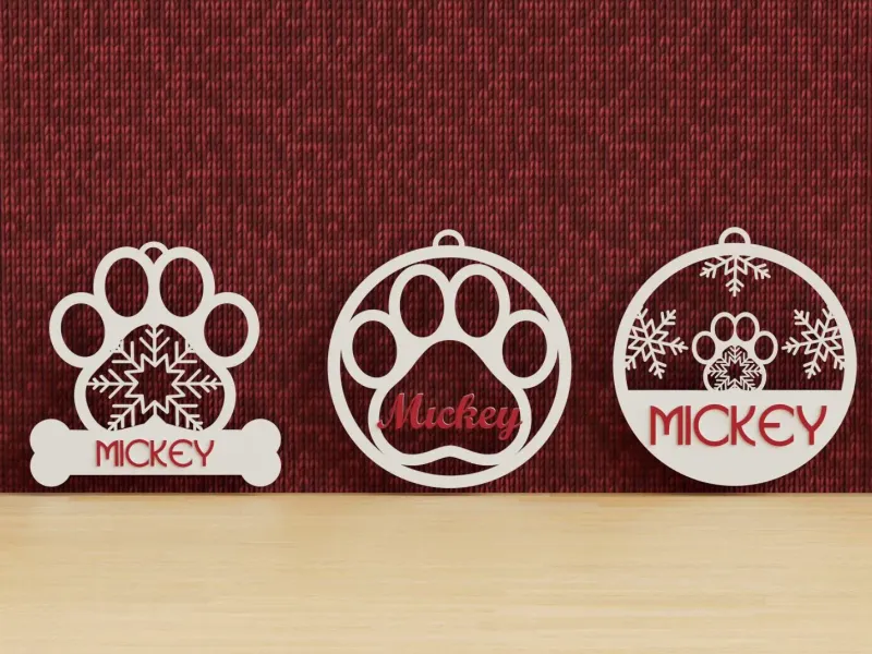 Christmas ornament with dog paw - custom name