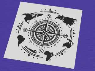 World map compass rose travel navigation design