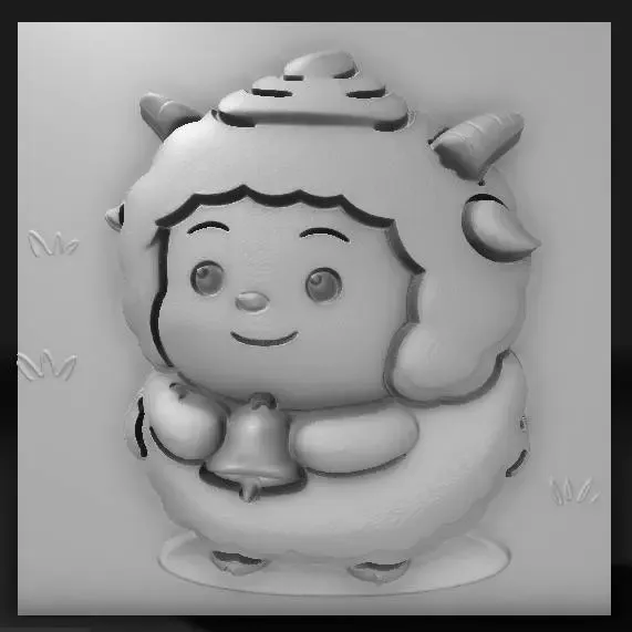 sheep cartoon wearing tiny bell,