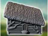 Hobbit house with sloping concave roof and round wooden door-4