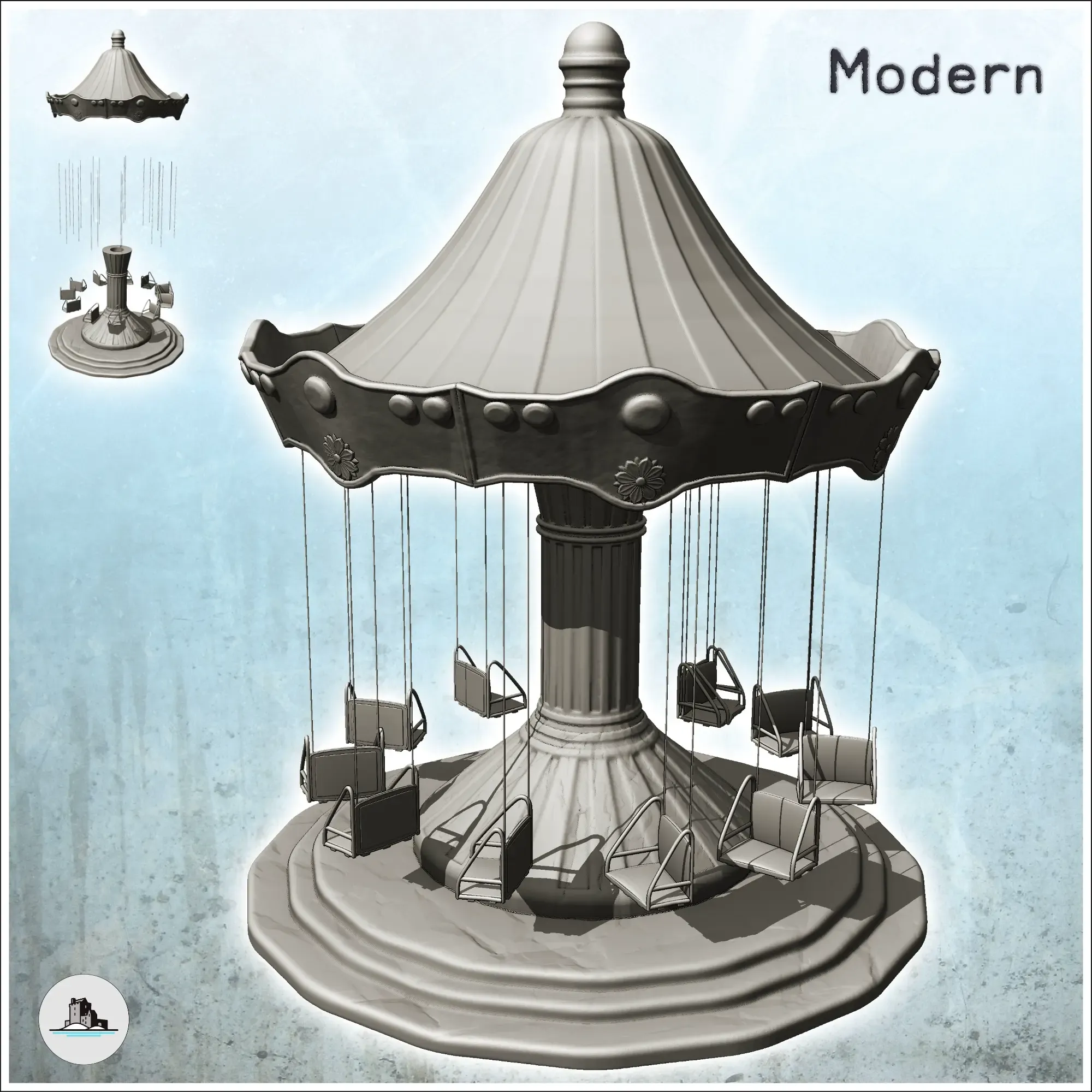 Modern children's carousel with hanging chairs (3) - miniatu