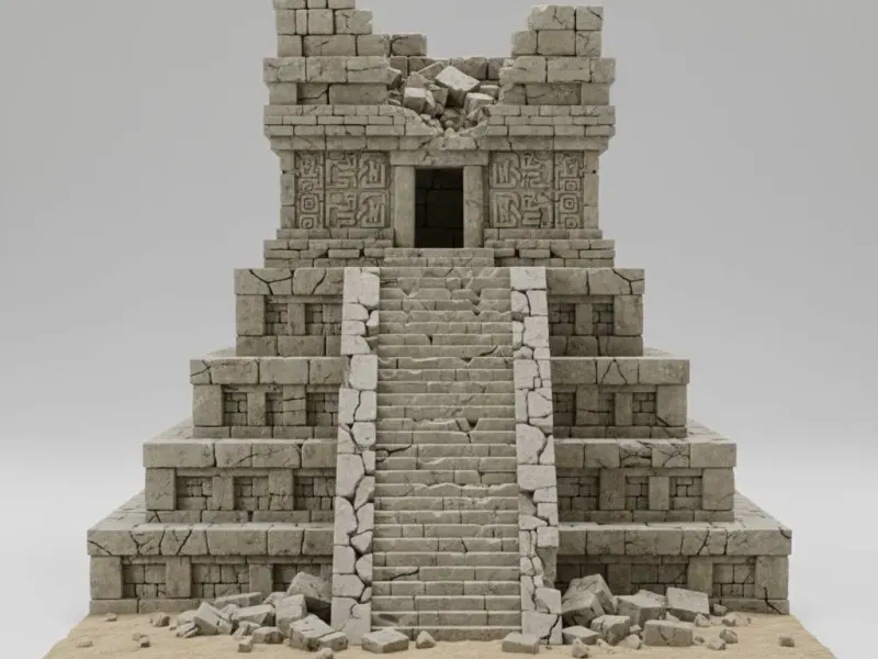 Crumbling Sun Temple – Ancient Ruins Display Diorama
