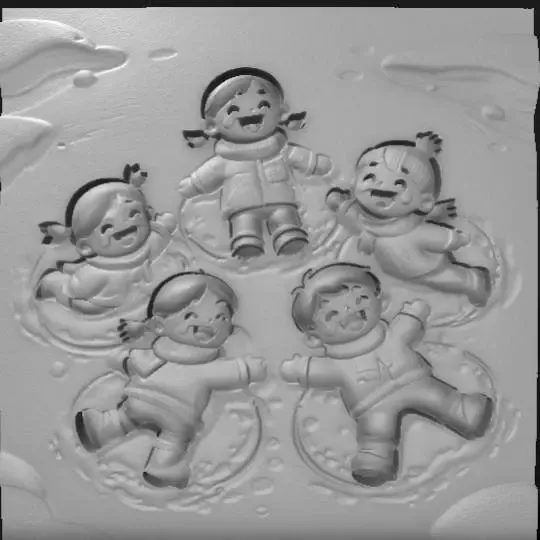 playful children making snow angels in fresh powder