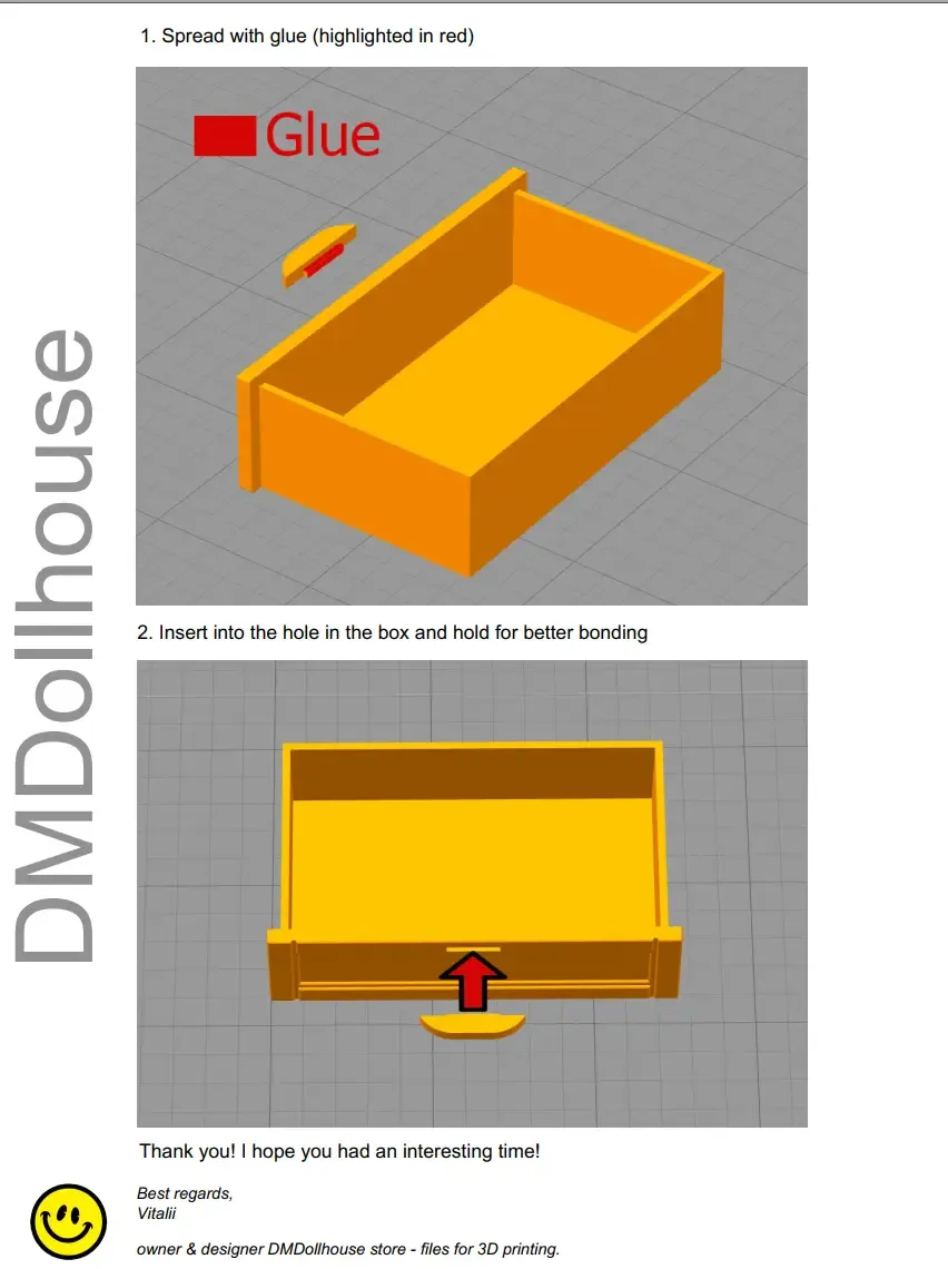 Dollhouse DRESSER with 4 Drawers 1:12 Scale