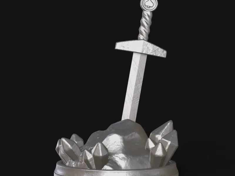 Poker Card Protector Guard - Sword of Spades in Stone
