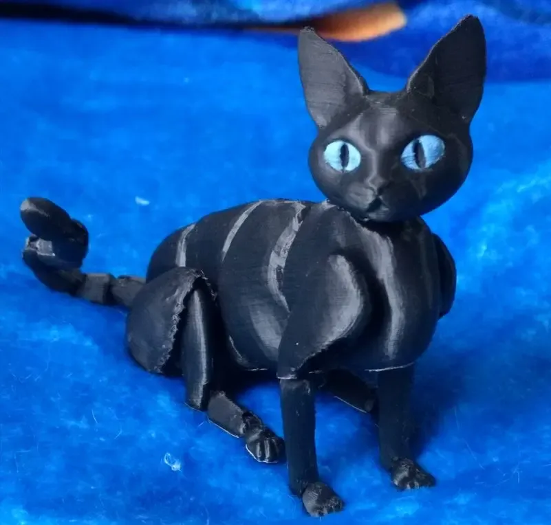 Articulated cat, print-in-place, snap-fit head and tail