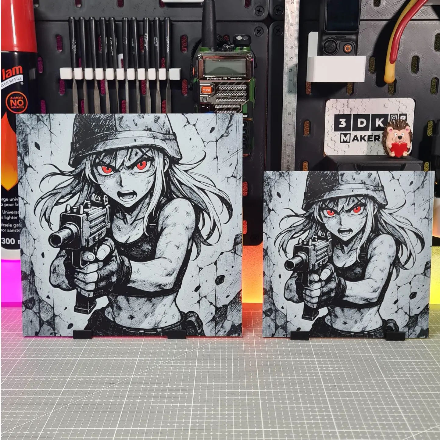 Girl Anime White Uzi – Hueforge – 4 Colors