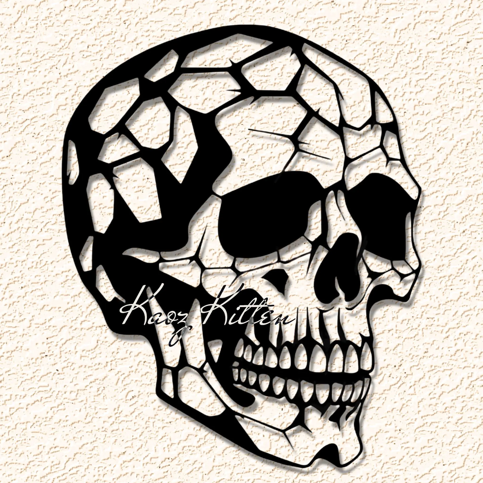 damaged skull cracked wall art home decor