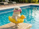 Pug with an inflatable duck-2
