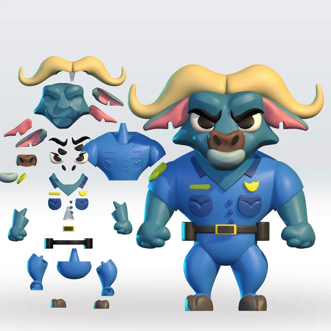 Zootopia 2 Chief Bogo STL 3D Model Multipart Fanart